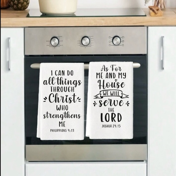 Christian Bible Verse White Hand Towels, Set of 2 - Picture 3 of 5